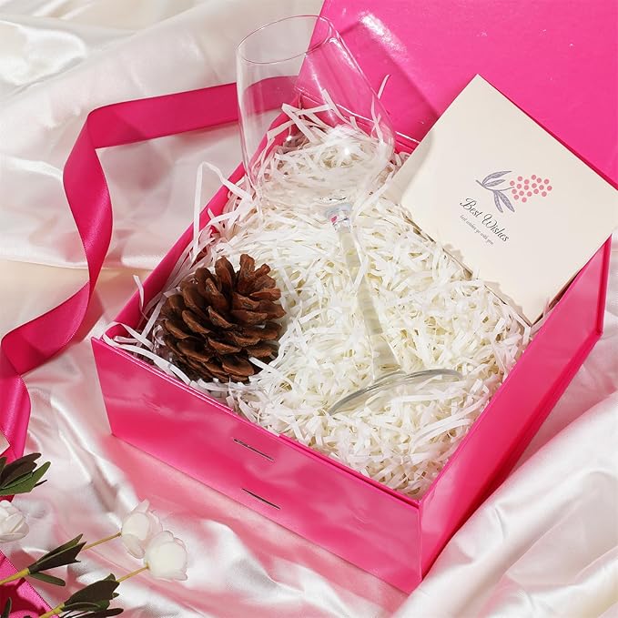 OEMVALATY Bright Pink Gift Box,6x6x3 Inches Gift Boxes with Lids for Presents with Magnetic Closure and Ribbon for Wedding,Storage,Birthday