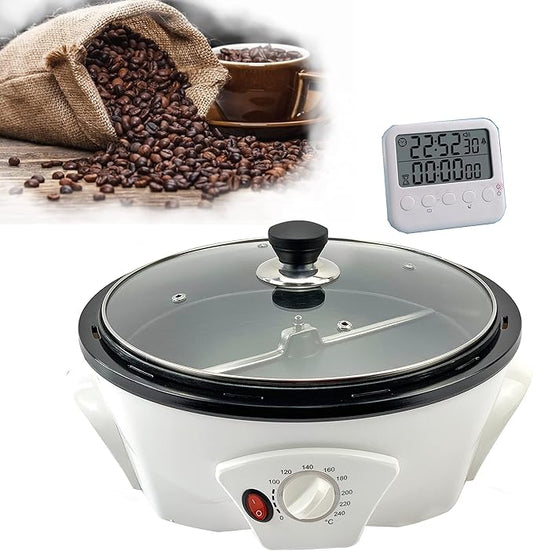 GIVEROO 500g Coffee Bean Roaster Household Coffee Roasters Machine with Timer Electric Coffee Beans Roaster 0-240℃ Non-Stick for Cafe Shop Home Use. 110V