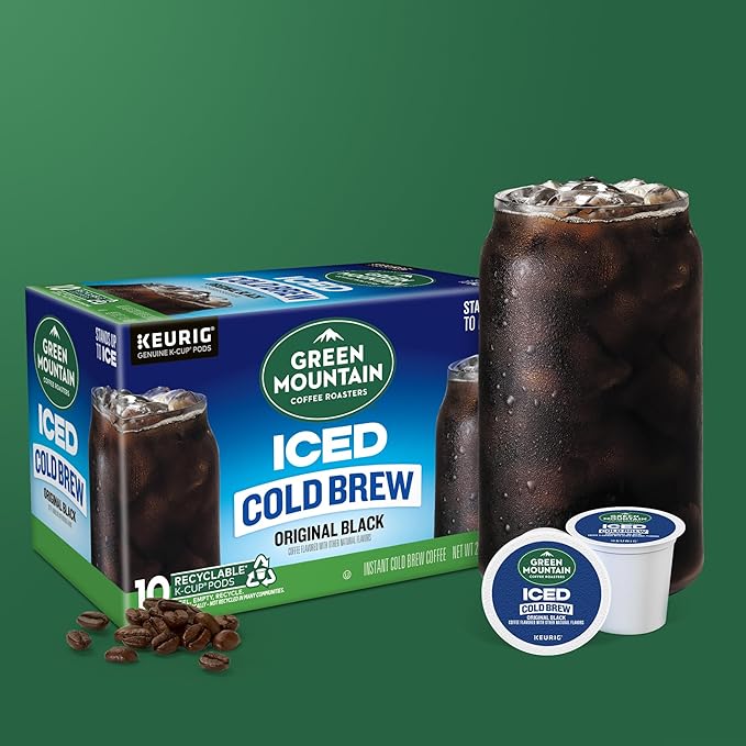 Green Mountain Coffee Roasters Original Black Iced Cold Brew Coffee, Single Serve Keurig K-Cup Pods, 60-Count Box (6 Packs of 10)
