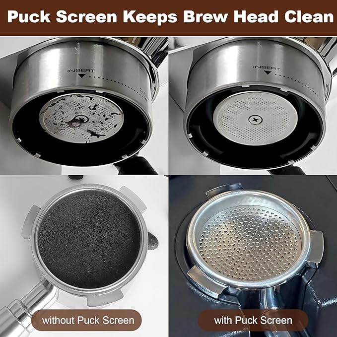MEION 54mm Espresso Accessories Kit for Breville Espresso Machines, Includes Bottomless Portafilter, Double-sided Coffee Distributor & Tamper, Espresso Stirrer and Thin 0.8mm Puck Screen (Black, 54mm)