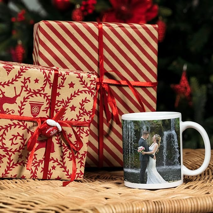 Custom Coffee Mug with Photo, Text, or Logo | Personalized Ceramic Mug 11oz | Customizable Gift for Men, Women | Unique Gift for Birthdays, Holidays, Christmas | White - Pink