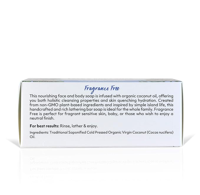 Coco Fiji Soap Bar for Face and Body Infused With Organic Coconut Oil, Fragrance Free, Essential Oil, Natural Soap for Moisturizing & Pore Purifying Skin, 7 oz,Pack of 12