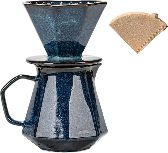 Pour Over Coffee Maker,Ceramic Coffee Maker With 40 pcs Paper Filter，20oz/600ml Pour Over Coffee Dripper
