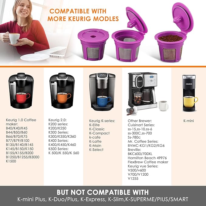 Haetyly 4 Pack Reusable K Cup Coffee Pods with 100 Count Disposable Coffee Paper Filters,Compatible with Keurig Single Serve Coffee Maker 2.0 & 1.0