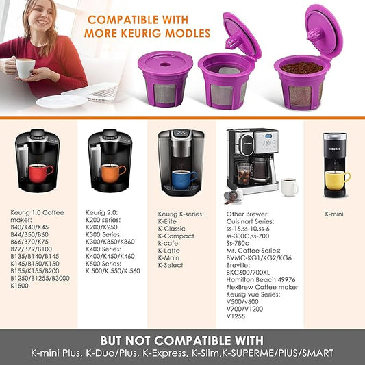 Haetyly 4 Pack Reusable K Cups Coffee Filters, Compatible with Keurig Brewers 1.0 and 2.0Coffee Makers - Universal Kcup Filters