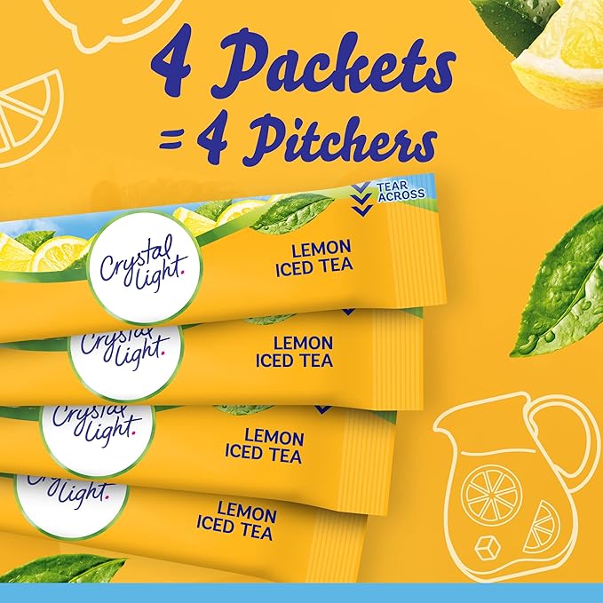 Crystal Light Lemon Iced Tea Drink Mix (16 Pitcher Packets, 4 Packs of 4)