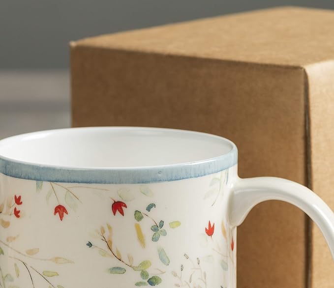 Maison d' Hermine Coffee Mug with Handles Fine Bone China Mugs Pack of One Tea Cups for Hot Beverages Cappuccino Latte Home Restaurant Office Perfect for Gift (Colmar - Blue, 15 Ounce)