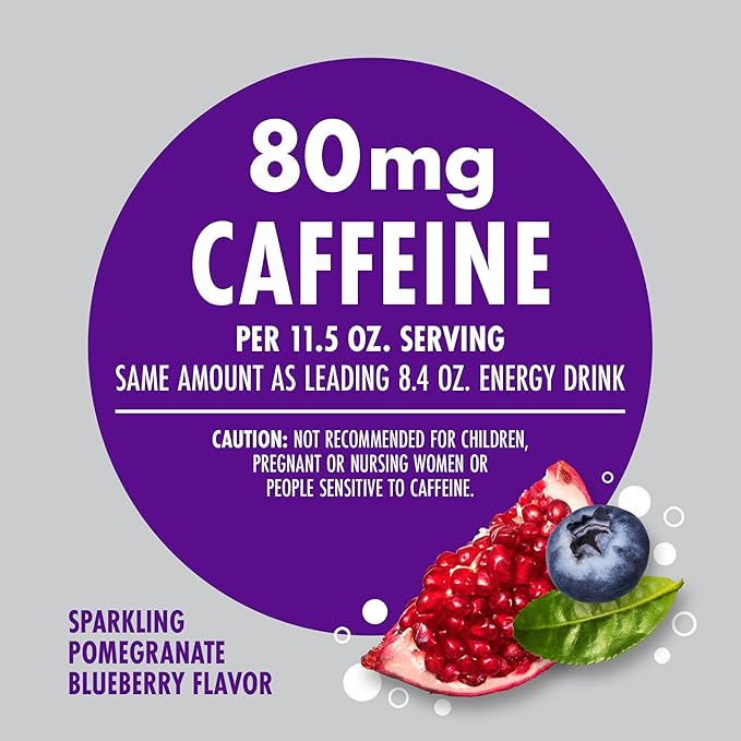 V8 +Energy Sparkling Pomegranate Blueberry Juice Energy Drink, 11.5 fl oz Can (24 Pack)
