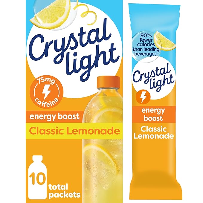 Crystal Light Energy Boost Lemonade Drink Mix, 10 ct On-the-Go Packets