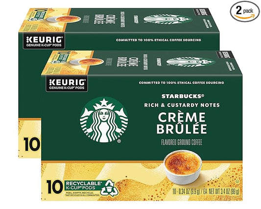 Starbucks Crème Brulée Flavored Blonde Roast Single Cup Coffee for Keurig Brewers, 10 Count - Pack of 2
