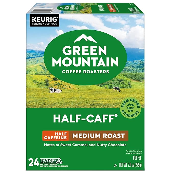 Green Mountain Coffee Roasters Half Caff Coffee, Keurig Single-Serve K-Cup pods, Medium Roast, 96 Count