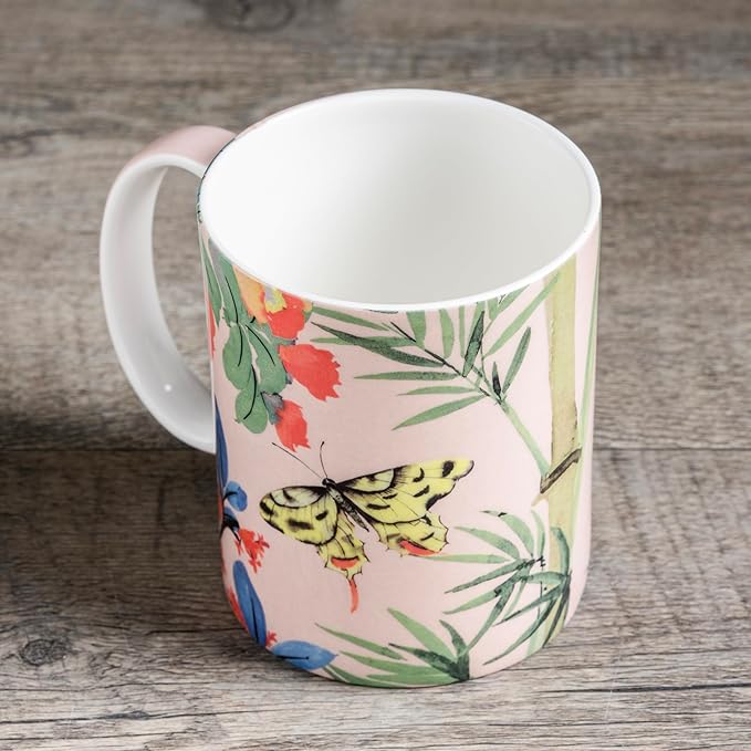 Maison d' Hermine Coffee Mug with Handles Fine Bone China Mugs Pack of One Tea Cups for Hot Beverages Cappuccino Latte Home Restaurant Office Perfect for Gift (Canne - Fargesia, 12 Ounce)