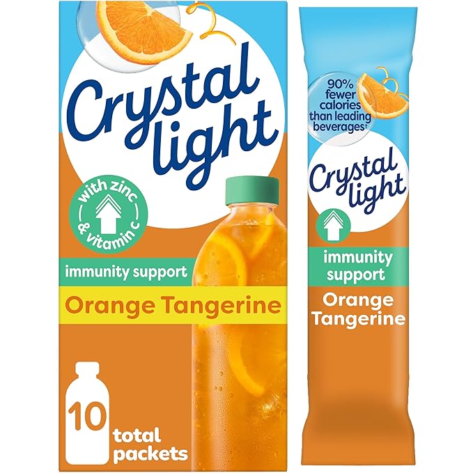 Crystal Light Immunity Support Orange Tangerine natural flavor with other natural flavor Powdered Drink Mix, .07 oz Packets, 10 per Box