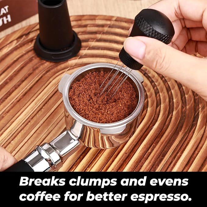 WDT Espresso Distribution Tool Espresso Stirrer Tools for Barista, 0.35mm 10 Stainless Steel Needles, One-Piece Molded for Strength and Durability