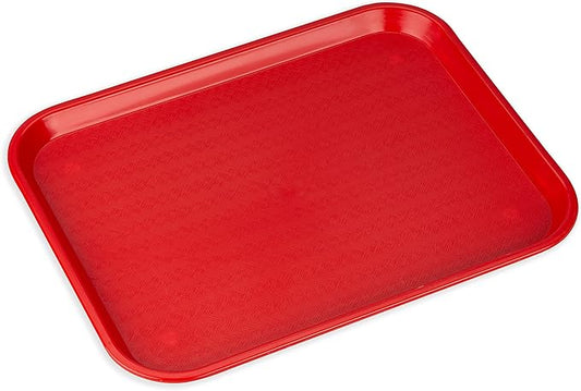 Carlisle FoodService Products Cafe Fast Food Cafeteria Tray with Patterned Surface for Cafeterias, Fast Food, And Dining Room, Plastic, 17.87 X 14 X 0.98 Inches, Red