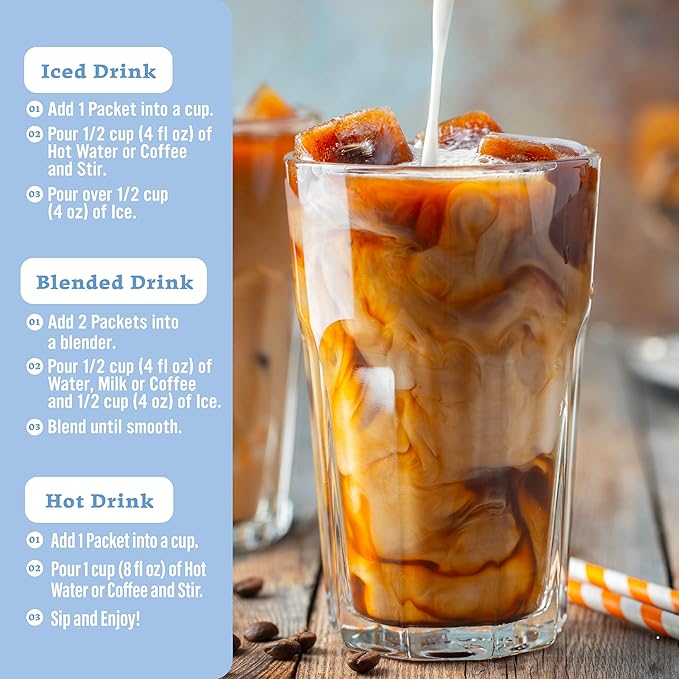 The Frozen Bean Vanilla Bean Frappe & Latte Instant Mix (10 Sticks), Made with Arabica Coffee, Double Shot Caffeine, Low Sugar & Premium Ingredients, Hot, Iced, or Blended Drinks