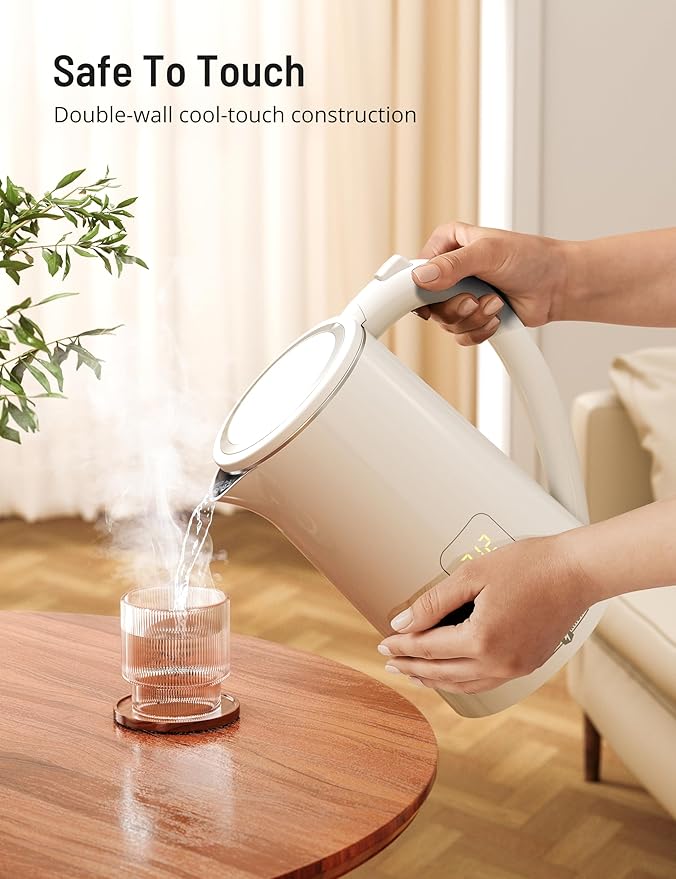 Paris Rhône Electric Kettle, Tea Kettle with 6 Temperature Settings, 1.7L Cordless Hot Water Boiler Heater, Strix Thermostat, Touch Control, Auto-Shutoff/Boil-Dry Protection, Keep Warm, LED Indicator
