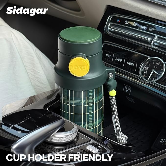 18 oz Insulated Water Bottle, Stainless Steel Travel Mug with Lid, Double Wall Vacuum Sports Water Bottle, BPA Free, Leak-Proof, Fits in Car Cup Holder, Great for Men Kid School, Green