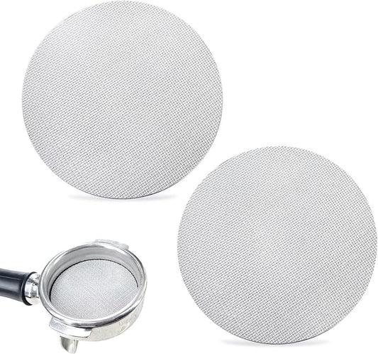 2pcs Espresso Puck Screen 1.7mm Thickness Reusable Barista Stainless Steel Coffee Filter Mesh Plate for Coffee Portafilter Filter Basket (58.5mm, 150μm)