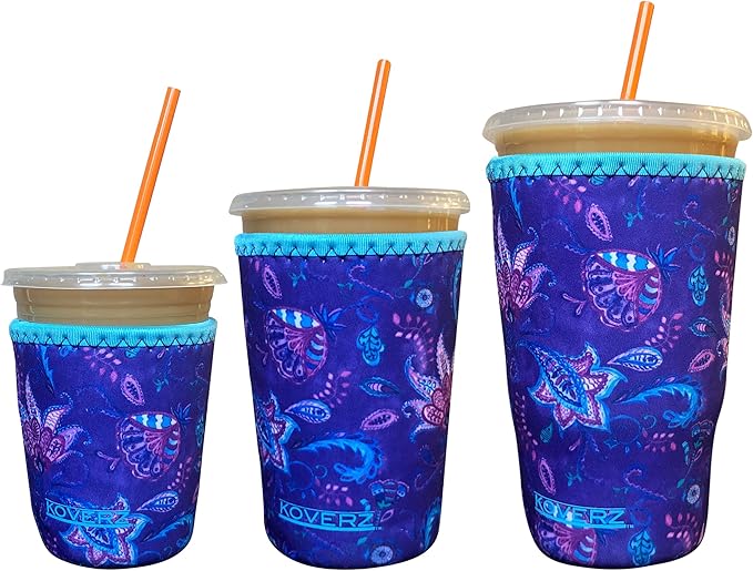 Koverz 3-Pack Iced Coffee Sleeve SET OF 3 - Violet Whimsy