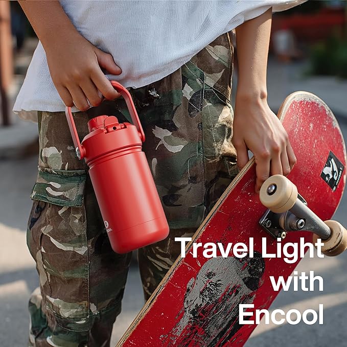 Kids Insulated Water Bottle with Straw - 12oz Stainless Steel Water Bottle with Dual Spouts, Leak-Proof, BPA-Free, Double Wall Vacuum Keeps Cold for 24 Hours for Sports, Travel, School (Peach Dream)
