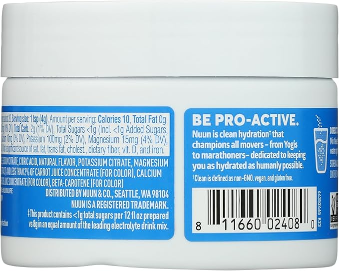 Nuun Sport Electrolyte Powder Drink Mix with Magnesium, Calcium, Potassium, Chloride, and Sodium, Strawberry Kiwi Flavor, Gluten Free & Vegan, Up to 20 Servings