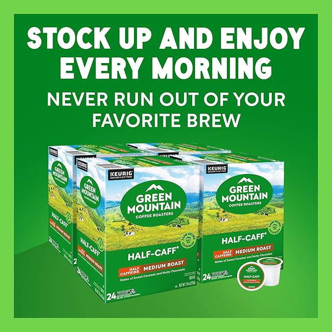 Green Mountain Coffee Roasters Half Caff Coffee, Keurig Single-Serve K-Cup pods, Medium Roast, 96 Count