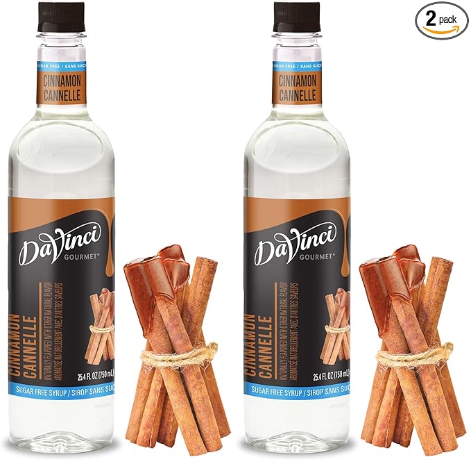 DaVinci Gourmet Sugar Free Cinnamon Syrup | 25.4 Fl OZ | Pack of 2