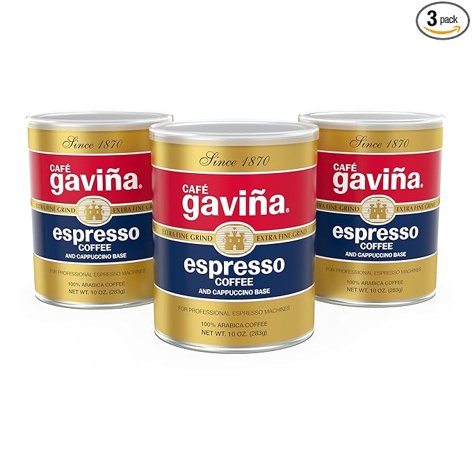 Café Gaviña Espresso Roast Extra Fine Ground Coffee, 100% Arabica Dark Roast, 3 x 10 oz Cans