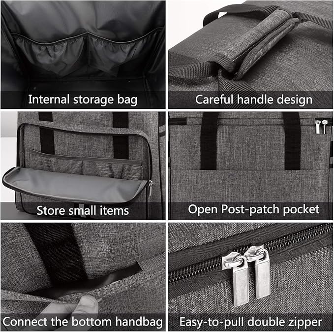 BAGLHER Heavy Duty Kitchen Mixer Cover for 6-8 Quart Stand Mixers, 2-in-1 Shoulder & Hand Carrying Case with Accessory Pockets (15”x10.5”x17”, Grey)