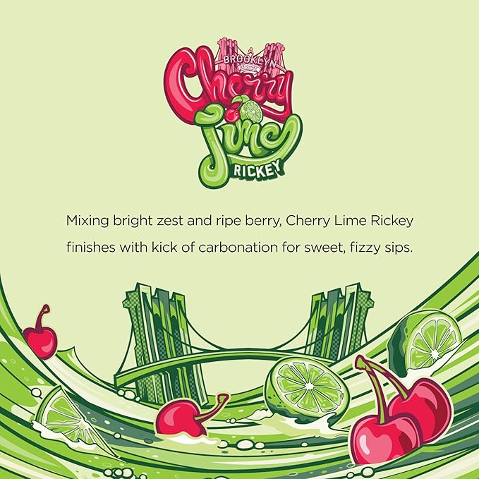 AriZona Cherry Lime Rickey Soda, A Brooklyn Original Sparkling Drink - Big Can, 22 Fl Oz (Pack of 12)