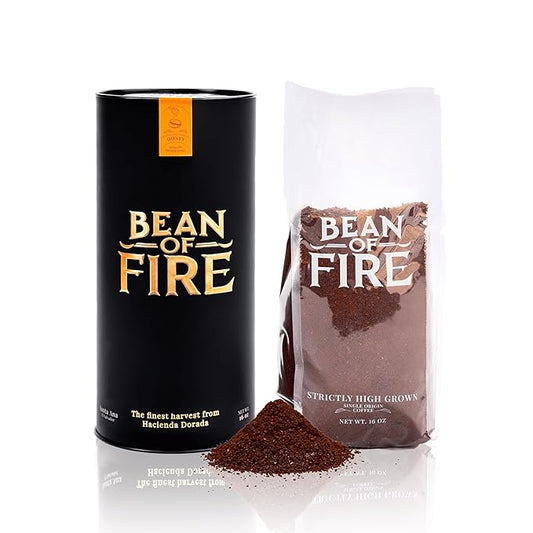 Bean of Fire El Salvador Red Bourbon Honey Ground Coffee – Medium Roast, Single Origin Specialty, Smooth & Fruity Cup (16 oz)