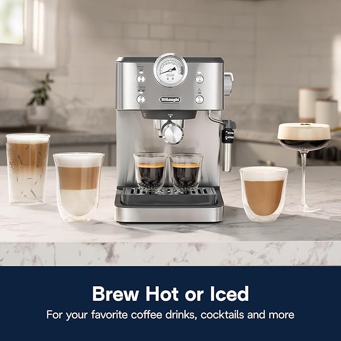 De’Longhi Classic Espresso Machine with Milk Frother, 15-Bar Pump & Temperature Control - Barista Coffee Maker Kit for Espresso, Latte, Cappuccino & Iced