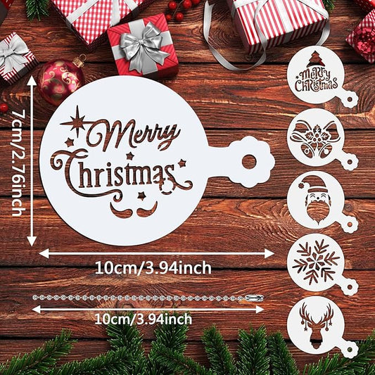 JULBEAR 36 Pieces Reusable Christmas Cookie Cake Stencils Templates Mold Tools Cookies Baking Painting Dessert Coffee Xmas Decoration