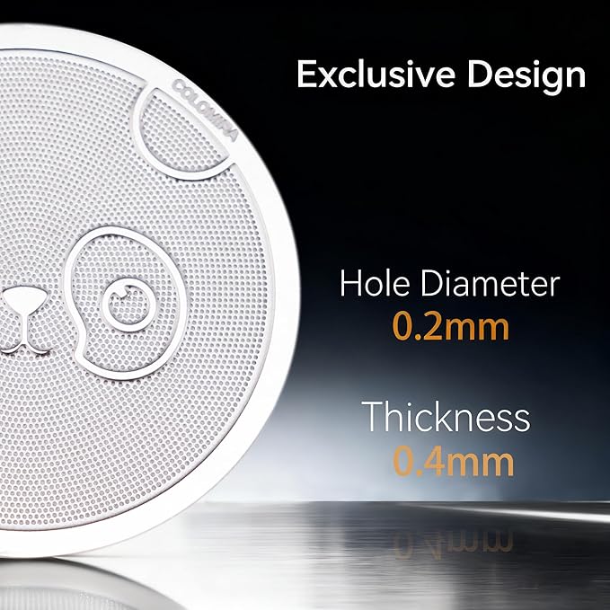 53mm Espresso Puck Screen, 0.4mm Ultra Thin Espresso Puck, Metal Reusable Coffee Filter for 54mm Espresso Portafilter Basket - 316 Stainless Steel(Panda)