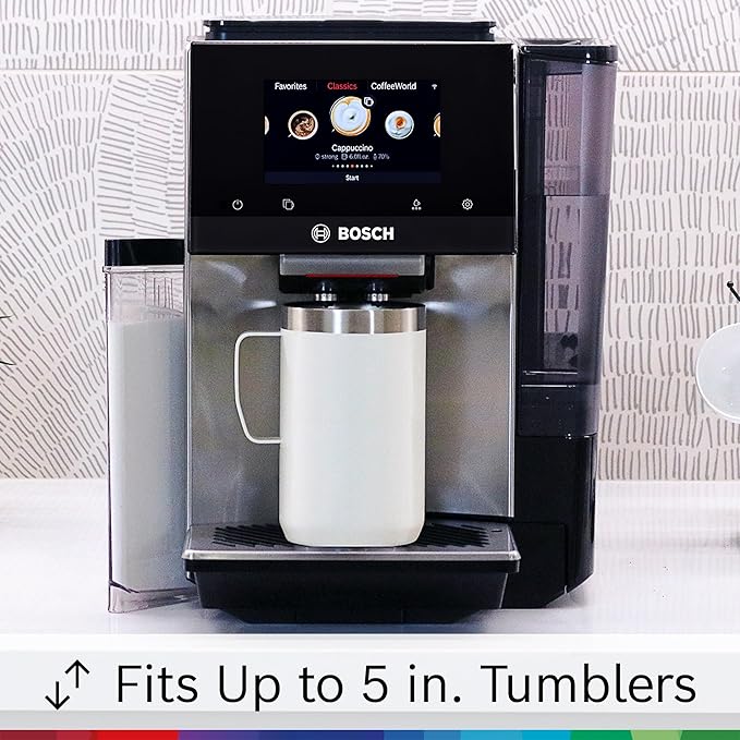 Bosch 800 Series Fully Automatic Espresso and Coffee Machine – 36 Drinks with Coffee World, Cold Brew, Double Cup, Integrated Milk Container, Smart Features, in Stainless Steel TQU60703