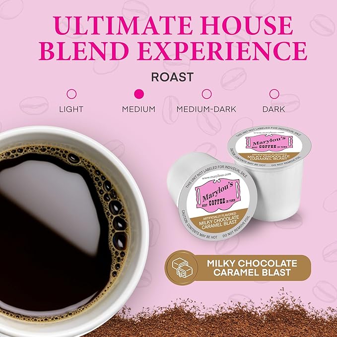 Marylou's Marylou’s Coffee – Milky Chocolate Caramel Blast Flavored Gourmet Coffee – Single Serve Coffee Pods, Compatible with Keurig Brewers – 12 Pods