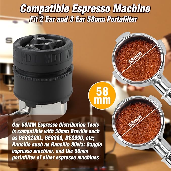WDT Tool - Espresso Distribution Tool for Breville Espresso Machine 58MM Portafilter Baskets, Spinning Needle Stirrer