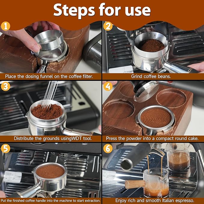 51mm Espresso Machine Accessories, Spring Loaded Calibrated Tamper, WDT Tool, Dosing Funnel, Fits Espresso Coffee Machines and 51 mm Portafilters, Espresso Accessories Kit Barista Tools