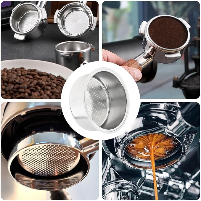 Reusable 51mm Coffee Filters Cups 2Pcs, Stainless Steel Espresso Coffee Filters Double Layer Pressurized Portafilter Filter Baskets, Espresso Machine Accessories Fit for Delonghi EC5 / EC7 / EC9