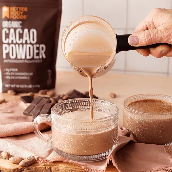 BetterBody Foods Organic Cacao Powder, Rich Chocolate Flavor, Non-GMO, Gluten-Free, Cocoa, 16 ounce, 1 lb bag (Pack of 2)