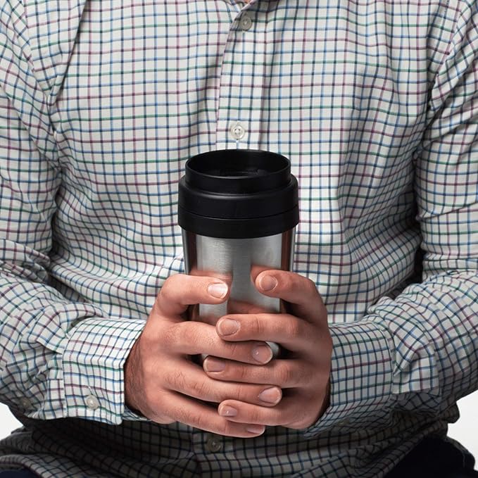 DISCOUNT PROMOS Insulated Stainless Steel Travel Mugs 16 oz. Set of 10, Bulk Pack - Perfect for Iced Coffee, Soda, Other Hot & Cold Beverages - Stainless Steel