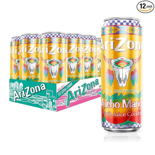 AriZona Mucho Mango, Fruit Juice Cocktail - Big Can, 22 Fl Oz (Pack of 12)