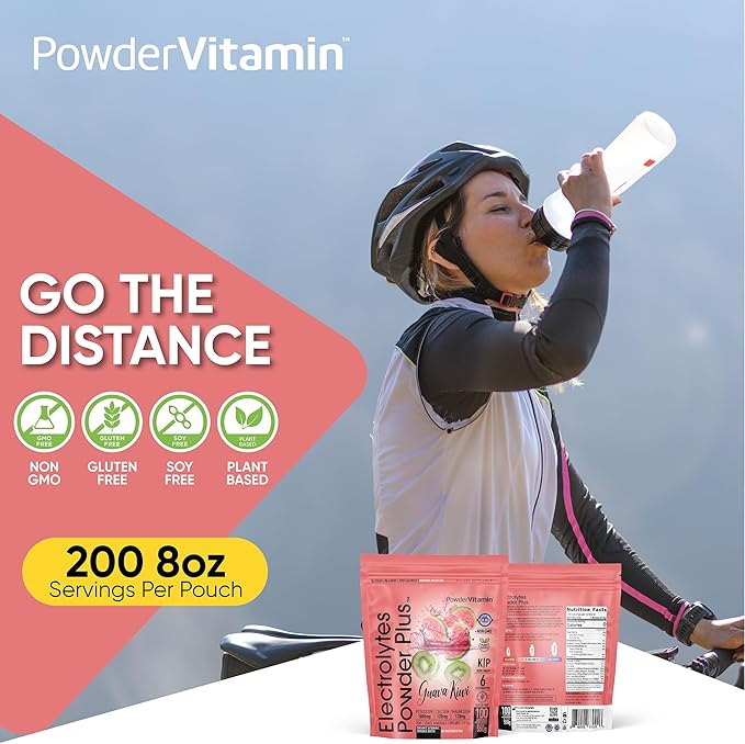 PowderVitamin Electrolytes Powder Plus (100 Servings) Guava Kiwi Electrolyte Powder, Zero Calorie, Keto, 0 Sugar, No Maltodextrin, 1000mg Potassium, 120mg Calcium, 120mg Magnesium, Hydration Powder