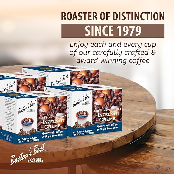 Boston’s Best - Hazelnut Creme Flavored Coffee, Delicious Gourmet Compatible with Keurig Coffee Maker, 1 Count (144 Single Serve Cups)