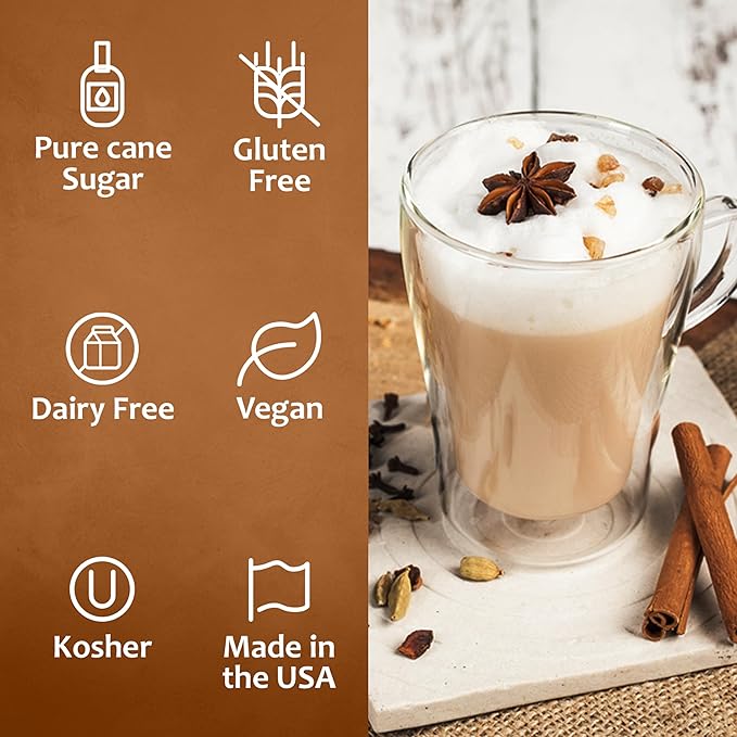 Syruvia Chai Tea Flavored Syrup for Coffee, Drinks, Lattes, and Desserts – 25.4 fl oz,