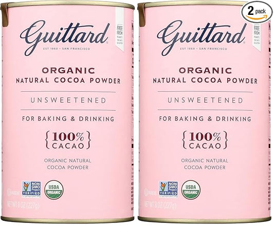 GUITTARD Organic Cocoa Powder, 8 OZ (Pack of 2)