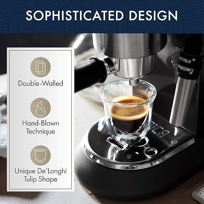 De'Longhi Double Walled Thermo Espresso and Latte Glasses Bundle (Set of 4)