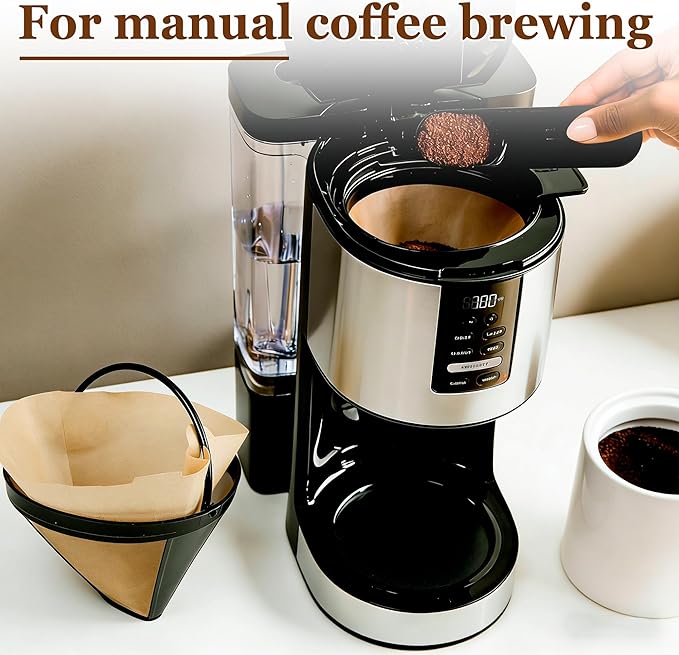 Reusable #4 Cone Coffee Maker Filters Basket & 80 Count Disposable #4 Cone Filters Paper Compatible with Cuisinart Ninja Coffees Maker, Coffees Filter for Pour Over and Drip Coffee Makers