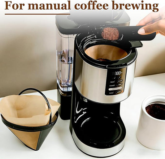 Reusable #4 Cone Coffee Maker Filters Basket & 80 Count Disposable #4 Cone Filters Paper Compatible with Cuisinart Ninja Coffees Maker, Coffees Filter for Pour Over and Drip Coffee Makers